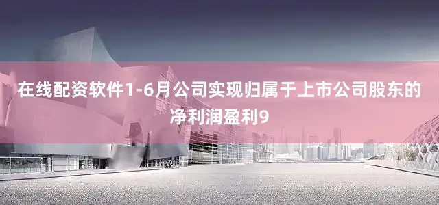 在线配资软件1-6月公司实现归属于上市公司股东的净利润盈利9
